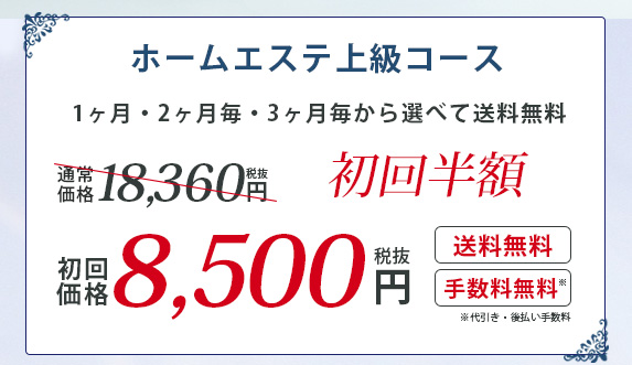 初回半額 18,360円→8,500円（税抜）