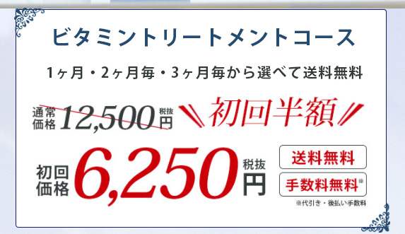 初回半額 13,500円→6,250円（税抜）