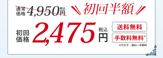 初回半額 4,500円→2,250円（税抜）