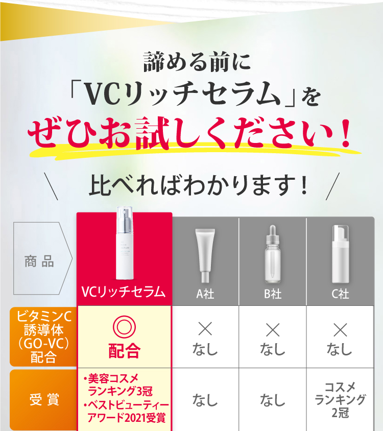 諦める前に「VCリッチセラム」をぜひお試しください!